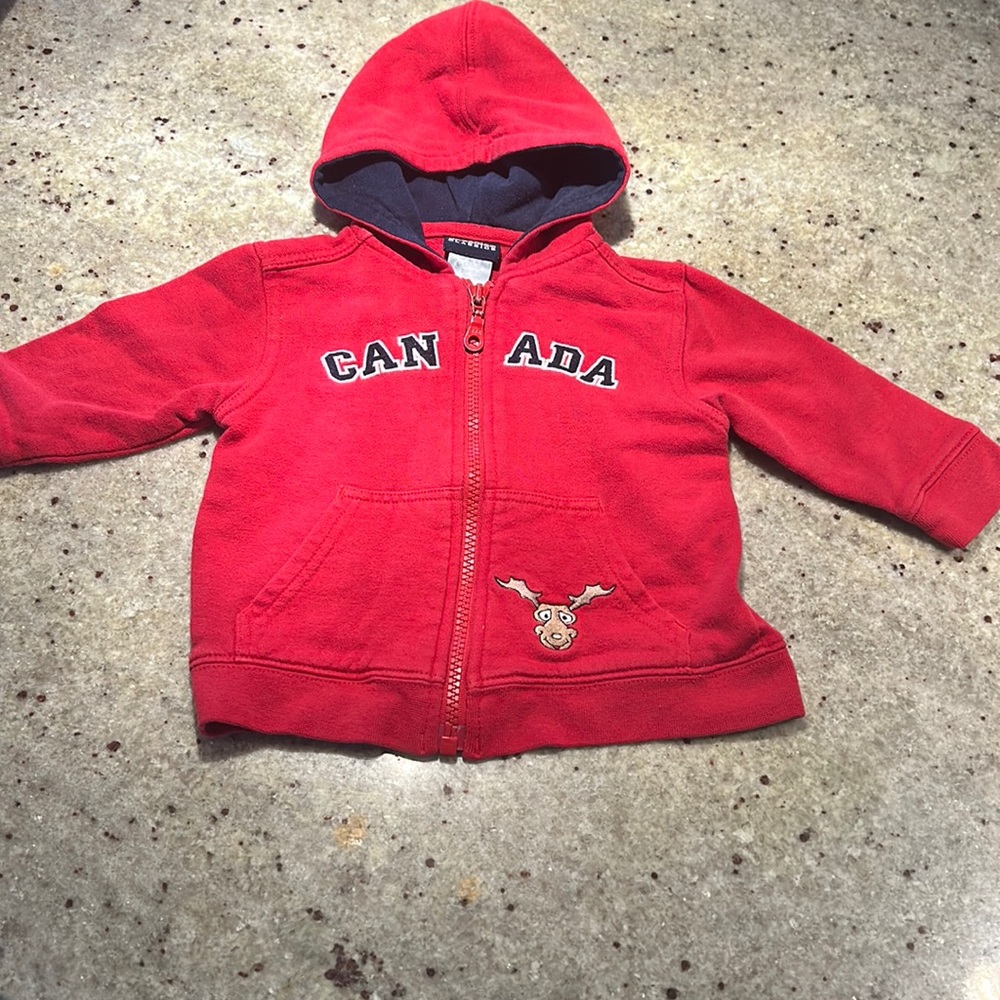 4/$20 Canadian Classic Zip Up Hooded Sweatshirt Sz 6-12 months